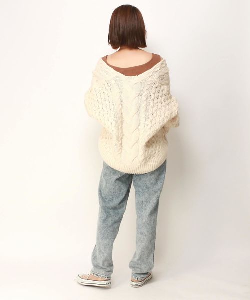 VENCEEXCHANGE（ヴァンスエクスチェンジ）の「ボリュームケーブルカーディガン（カーディガン/ボレロ・レディース・ブラック/ベージュ/パープル/グレー/オフホワイト・M）」の11枚目の写真