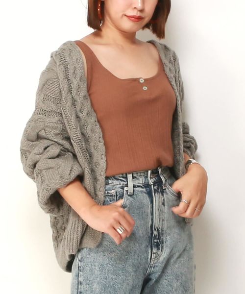 VENCEEXCHANGE（ヴァンスエクスチェンジ）の「ボリュームケーブルカーディガン（カーディガン/ボレロ・レディース・ブラック/ベージュ/パープル/グレー/オフホワイト・M）」の13枚目の写真