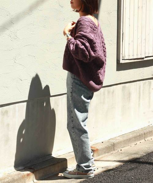 VENCEEXCHANGE（ヴァンスエクスチェンジ）の「ボリュームケーブルカーディガン（カーディガン/ボレロ・レディース・ブラック/ベージュ/パープル/グレー/オフホワイト・M）」の18枚目の写真