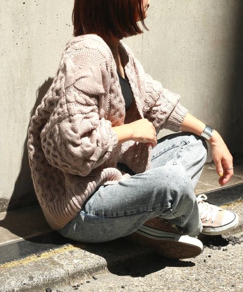 VENCEEXCHANGE（ヴァンスエクスチェンジ）の「ボリュームケーブルカーディガン（カーディガン/ボレロ・レディース・ブラック/ベージュ/パープル/グレー/オフホワイト・M）」の16枚目の写真