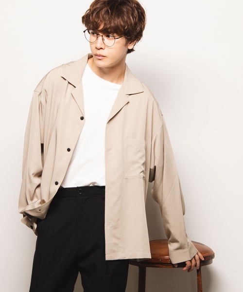 WEGO（ウィゴー）の「WEGO/フィブリルオープンカラーシャツ（シャツ/ブラウス・メンズ・ブルー系その他/ワイン/ブラック/ベージュ・MEDIUM/LARGE）」の2枚目の写真