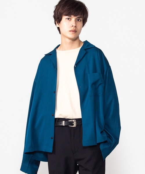 WEGO（ウィゴー）の「WEGO/フィブリルオープンカラーシャツ（シャツ/ブラウス・メンズ・ブルー系その他/ワイン/ブラック/ベージュ・MEDIUM/LARGE）」の3枚目の写真