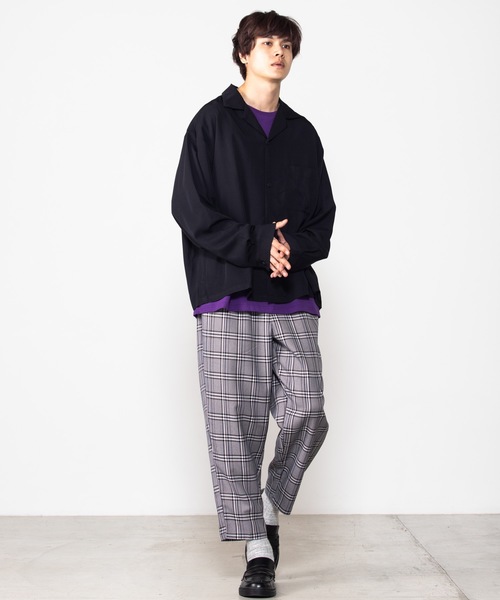 WEGO（ウィゴー）の「WEGO/フィブリルオープンカラーシャツ（シャツ/ブラウス・メンズ・ブルー系その他/ワイン/ブラック/ベージュ・MEDIUM/LARGE）」の9枚目の写真