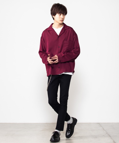 WEGO（ウィゴー）の「WEGO/フィブリルオープンカラーシャツ（シャツ/ブラウス・メンズ・ブルー系その他/ワイン/ブラック/ベージュ・MEDIUM/LARGE）」の15枚目の写真