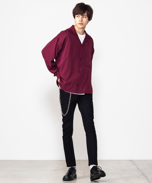 WEGO（ウィゴー）の「WEGO/フィブリルオープンカラーシャツ（シャツ/ブラウス・メンズ・ブルー系その他/ワイン/ブラック/ベージュ・MEDIUM/LARGE）」の17枚目の写真