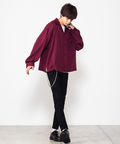 WEGO（ウィゴー）の「WEGO/フィブリルオープンカラーシャツ（シャツ/ブラウス・メンズ・ブルー系その他/ワイン/ブラック/ベージュ・MEDIUM/LARGE）」の18枚目の写真