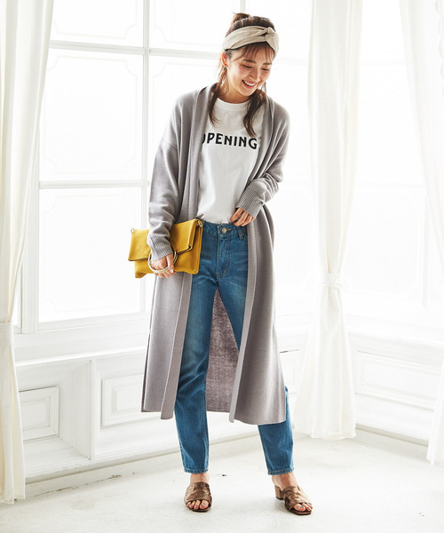 GeeRA(ジーラ)の「【WEB限定】ミラノリブロングスリットガウンコート(その他アウター)」|グレー