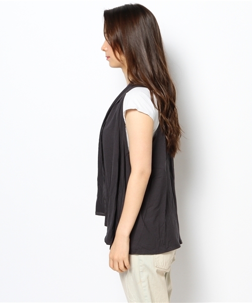 OUTLET（アウトレット）の「【ear PAPILLONNER】ノースリーブジレ（Tシャツ/カットソー・レディース・グレー/モカ・FREE）」の4枚目の写真