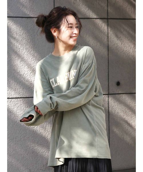 Ungrid(アングリッド)の「ロゴプリントビッグTee(スウェット・レディース・チャコールグレー/オフホワイト/カーキ・FREE)」の3枚目の写真