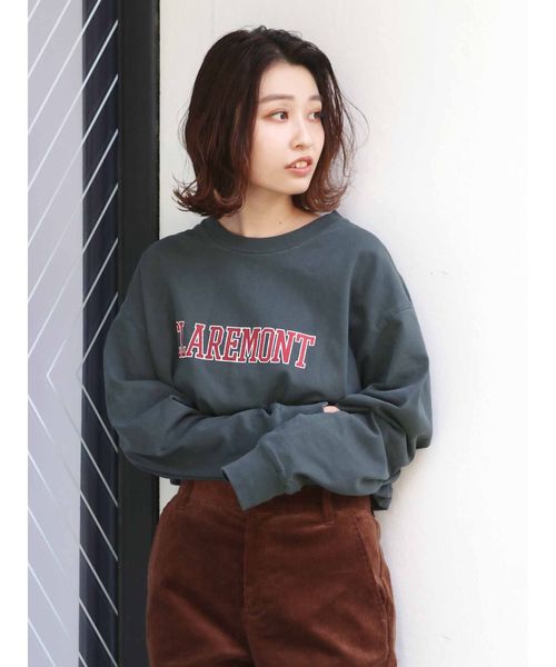 Ungrid(アングリッド)の「ロゴプリントビッグTee(スウェット・レディース・チャコールグレー/オフホワイト/カーキ・FREE)」の2枚目の写真