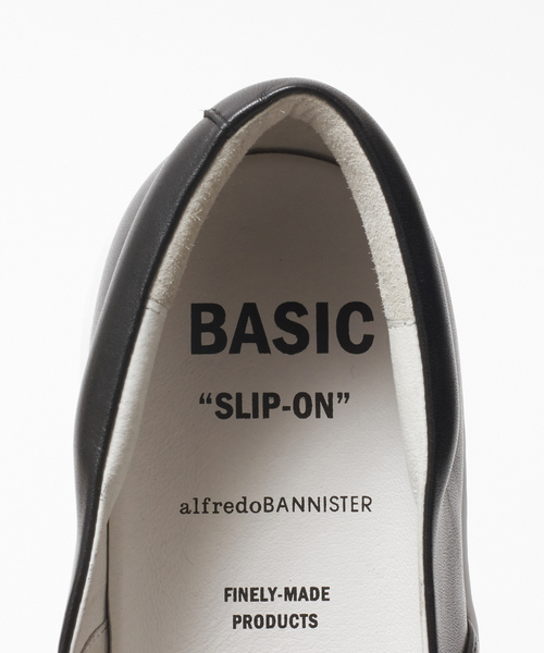 alfredoBANNISTER（アルフレッドバニスター）の「ベーシックレザースリッポンスニーカー（スリッポン・メンズ・ブラック/ホワイト・43/42/40/41/44）」の10枚目の写真