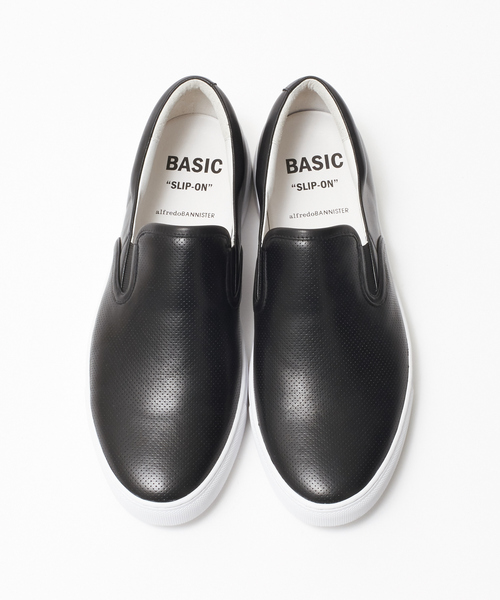 alfredoBANNISTER（アルフレッドバニスター）の「ベーシックレザースリッポンスニーカー（スリッポン・メンズ・ブラック/ホワイト・43/42/40/41/44）」の15枚目の写真