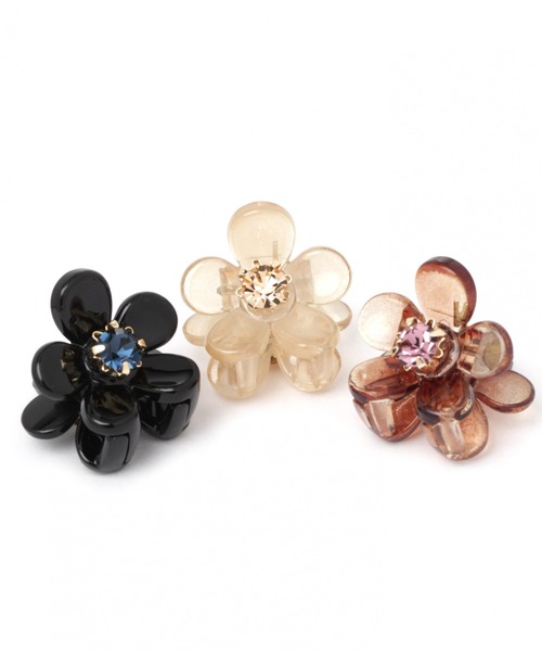 Me%（ミィパーセント）の「ストーンハナチビクリップ（バレッタ/ヘアクリップ・レディース・ブラック/ダークブラウン/ベージュ・FREE）」の4枚目の写真