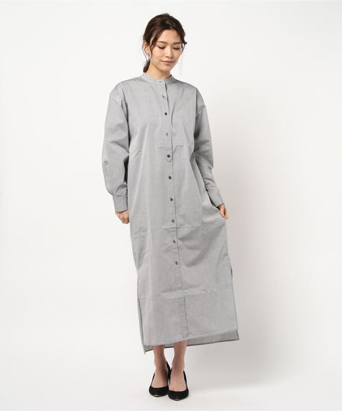 LOWRYS FARM(ローリーズファーム)の「【WEB限定】ロングシャツワンピース 869492(ワンピース・レディース・オフホワイト/グレー・FREE)」の2枚目の写真