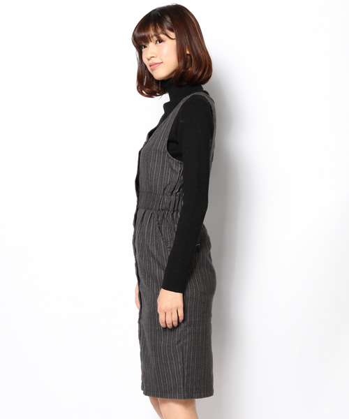 WEGO（ウィゴー）の「WEGO/ストライプタイトジャンパースカート（ワンピース・レディース・グレー/ブルー・FREE）」の6枚目の写真