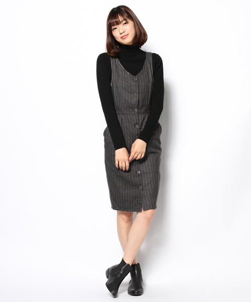 WEGO（ウィゴー）の「WEGO/ストライプタイトジャンパースカート（ワンピース・レディース・グレー/ブルー・FREE）」の9枚目の写真