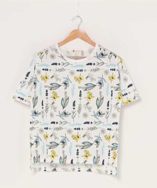 BARNDOOR(バーンドア)の「【 BARNDOOR / バーンドア 】パネルボタニカルプリントTシャツ 1142097G BUR(Tシャツ/カットソー・レディース・オフホワイト/グレー・FREE)」の1枚目の写真
