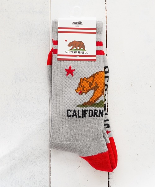 ZENITH（ゼニス）の「【EX】【ZENITH】CALIFORNIA GRIZZLY SOCKS（ソックス/靴下・メンズ・ホワイト/ブラック/グレー/ネイビー/イエロー/レッド/オレンジ・FREE）」の3枚目の写真