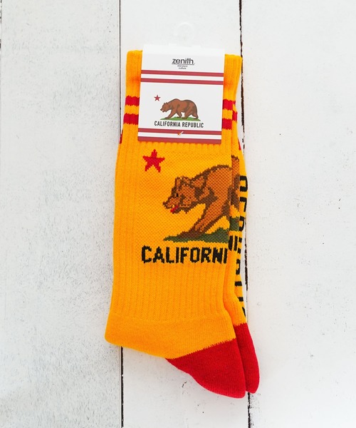ZENITH（ゼニス）の「【EX】【ZENITH】CALIFORNIA GRIZZLY SOCKS（ソックス/靴下・メンズ・ホワイト/ブラック/グレー/ネイビー/イエロー/レッド/オレンジ・FREE）」の5枚目の写真