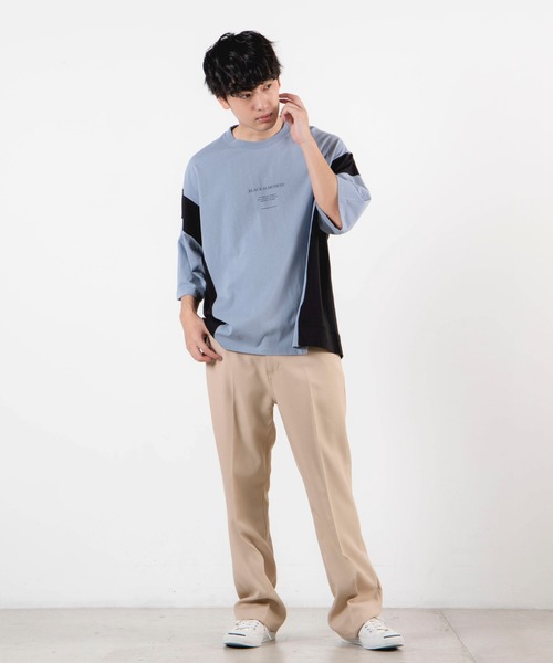 WEGO（ウィゴー）の「WEGO/サイドカラーブロックビッグシルエットTシャツ（Tシャツ/カットソー・メンズ・ホワイト/ブルー系その他・MEDIUM/LARGE）」の20枚目の写真