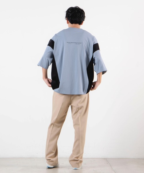 WEGO（ウィゴー）の「WEGO/サイドカラーブロックビッグシルエットTシャツ（Tシャツ/カットソー・メンズ・ホワイト/ブルー系その他・MEDIUM/LARGE）」の13枚目の写真