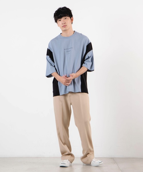 WEGO（ウィゴー）の「WEGO/サイドカラーブロックビッグシルエットTシャツ（Tシャツ/カットソー・メンズ・ホワイト/ブルー系その他・MEDIUM/LARGE）」の9枚目の写真