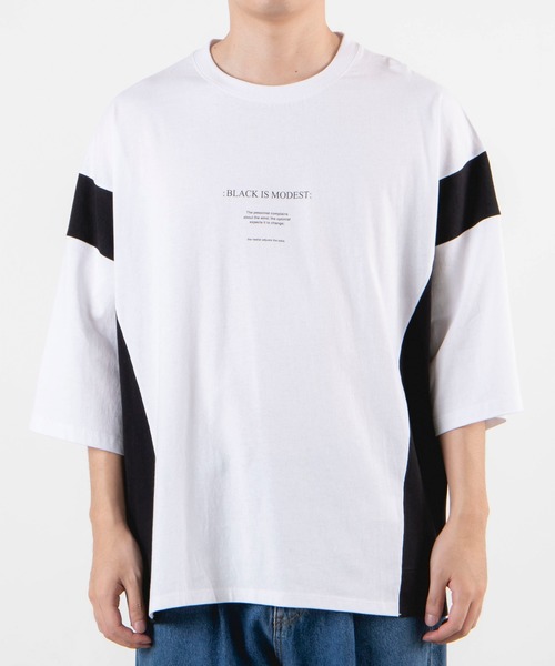 WEGO（ウィゴー）の「WEGO/サイドカラーブロックビッグシルエットTシャツ（Tシャツ/カットソー・メンズ・ホワイト/ブルー系その他・MEDIUM/LARGE）」の15枚目の写真