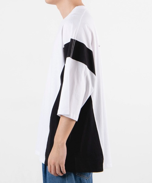 WEGO（ウィゴー）の「WEGO/サイドカラーブロックビッグシルエットTシャツ（Tシャツ/カットソー・メンズ・ホワイト/ブルー系その他・MEDIUM/LARGE）」の17枚目の写真