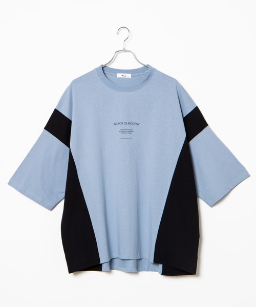 WEGO（ウィゴー）の「WEGO/サイドカラーブロックビッグシルエットTシャツ（Tシャツ/カットソー・メンズ・ホワイト/ブルー系その他・MEDIUM/LARGE）」の21枚目の写真