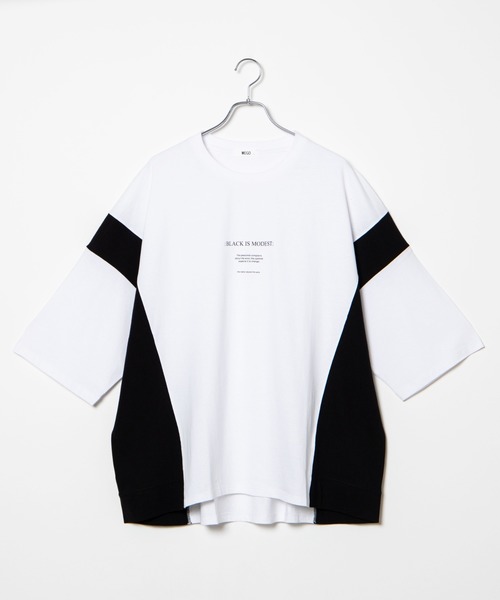 WEGO（ウィゴー）の「WEGO/サイドカラーブロックビッグシルエットTシャツ（Tシャツ/カットソー・メンズ・ホワイト/ブルー系その他・MEDIUM/LARGE）」の5枚目の写真