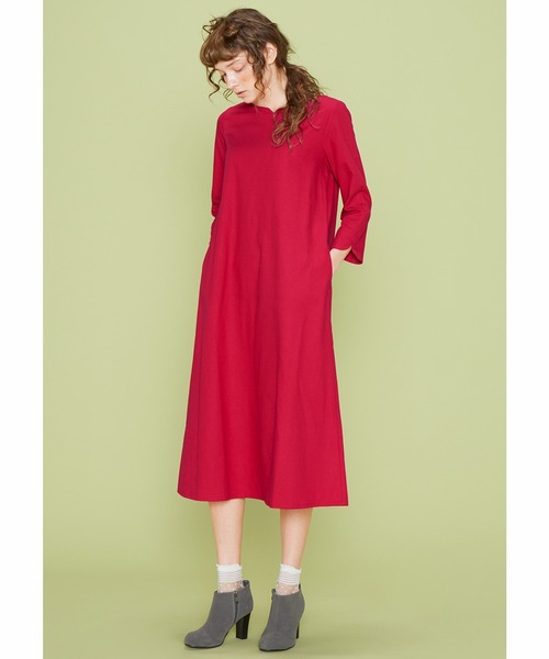 シロップ.(シロップ.)の「キュンとハートネックの麻混ワンピース(ワンピース・レディース・ブラウン/レッド・X-LARGE/SMALL/LARGE/MEDIUM/XX-LARGE)」の10枚目の写真
