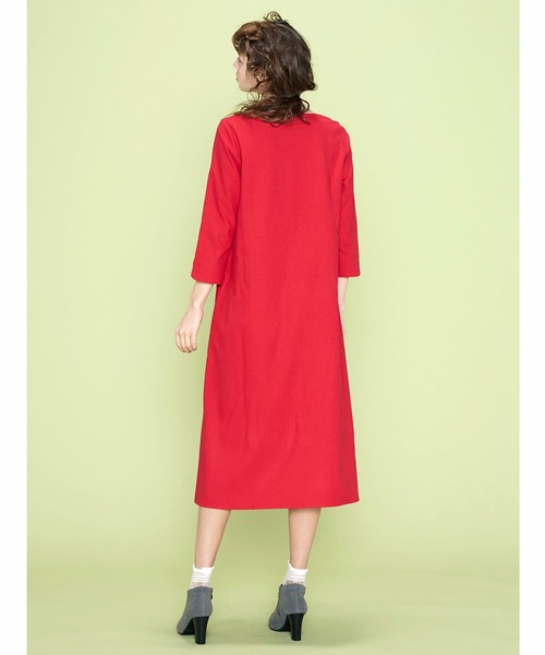 シロップ.(シロップ.)の「キュンとハートネックの麻混ワンピース(ワンピース・レディース・ブラウン/レッド・X-LARGE/SMALL/LARGE/MEDIUM/XX-LARGE)」の3枚目の写真