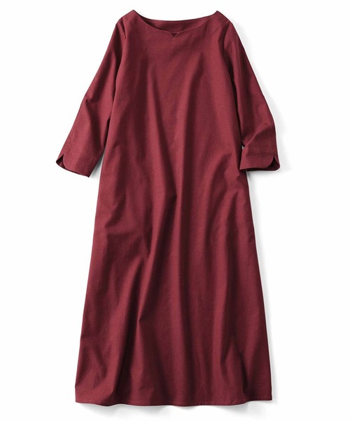 シロップ.(シロップ.)の「キュンとハートネックの麻混ワンピース(ワンピース・レディース・ブラウン/レッド・X-LARGE/SMALL/LARGE/MEDIUM/XX-LARGE)」の4枚目の写真