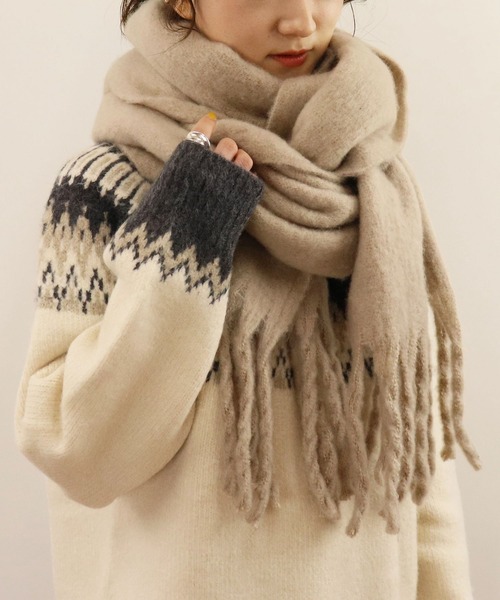 tiptop(ティップトップ)の「ボリュームマフラー(マフラー・レディース・ブラック/ベージュ/アイボリー/グレイッシュベージュ/グリーン/ブルー/ブラウン/C/A/E/F/G/H・FREE)」の22枚目の写真