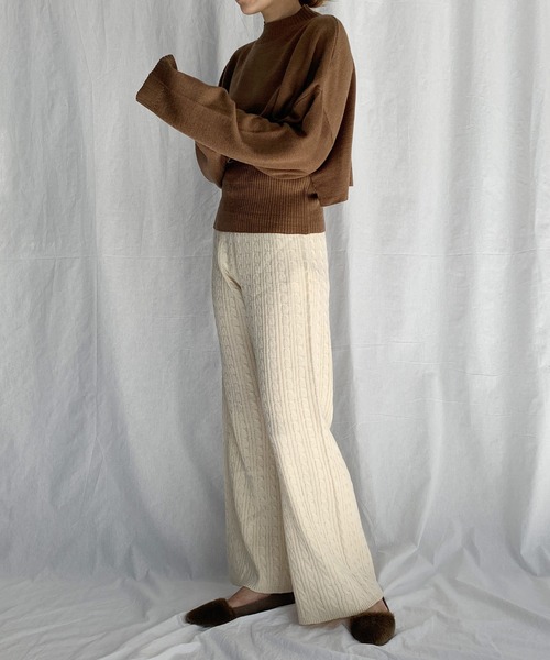 PICCIN（ピッチン）の「ケーブル編みフレアパンツ（その他パンツ・レディース・ブラック/アイボリー/モカ・M/L）」の8枚目の写真