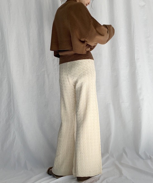 PICCIN（ピッチン）の「ケーブル編みフレアパンツ（その他パンツ・レディース・ブラック/アイボリー/モカ・M/L）」の13枚目の写真