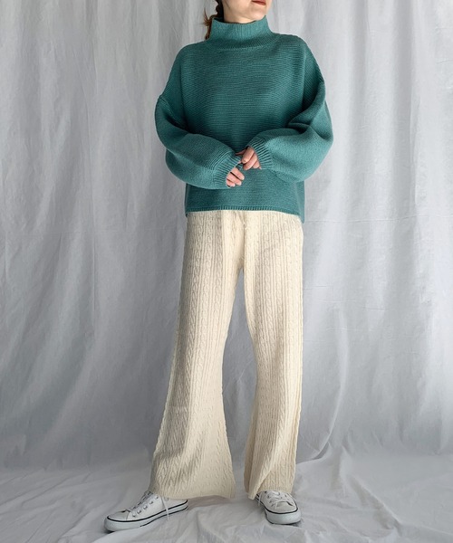 PICCIN（ピッチン）の「ケーブル編みフレアパンツ（その他パンツ・レディース・ブラック/アイボリー/モカ・M/L）」の15枚目の写真