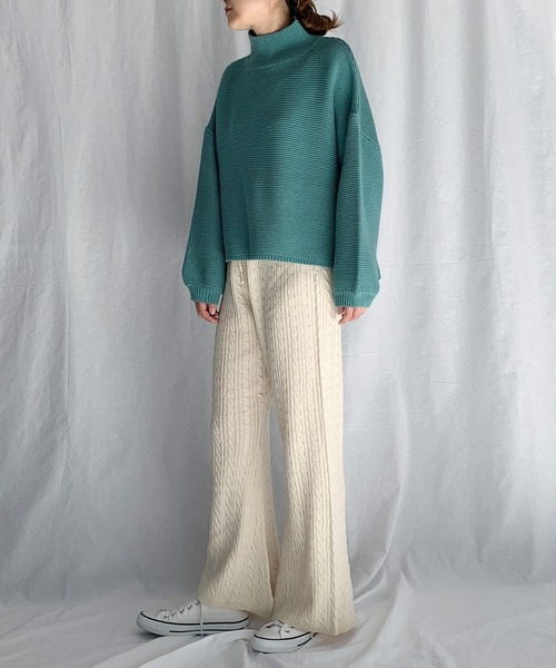 PICCIN（ピッチン）の「ケーブル編みフレアパンツ（その他パンツ・レディース・ブラック/アイボリー/モカ・M/L）」の16枚目の写真