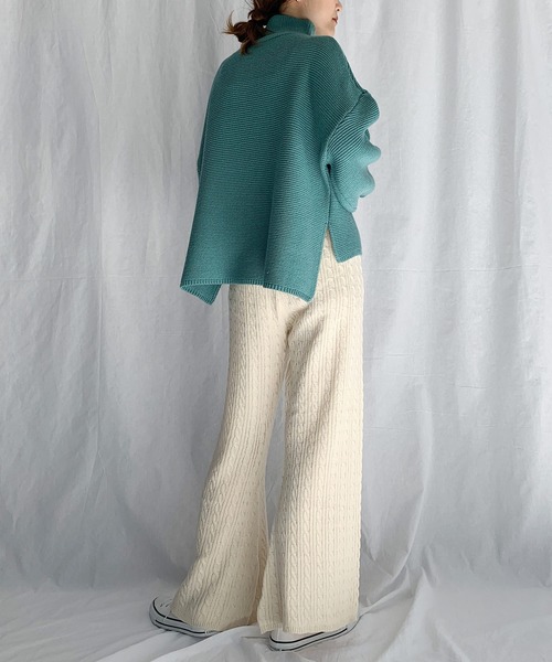 PICCIN（ピッチン）の「ケーブル編みフレアパンツ（その他パンツ・レディース・ブラック/アイボリー/モカ・M/L）」の18枚目の写真