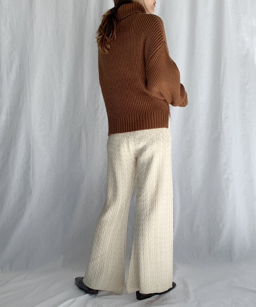 PICCIN（ピッチン）の「ケーブル編みフレアパンツ（その他パンツ・レディース・ブラック/アイボリー/モカ・M/L）」の9枚目の写真