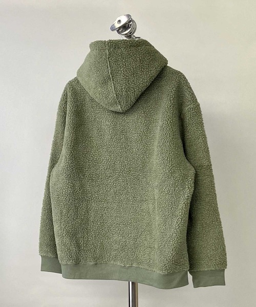 Beno(ビーノ)の「もこもこ シェルパ ボア フリース / ルーズシルエット / プルオーバー フーディー パーカー(パーカー・メンズ・オリーブ/ネイビー/ベージュ/グレー/ブラック/オフホワイト・LL/L/M)」の9枚目の写真