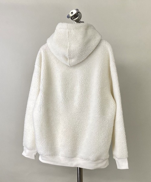 Beno(ビーノ)の「もこもこ シェルパ ボア フリース / ルーズシルエット / プルオーバー フーディー パーカー(パーカー・メンズ・オリーブ/ネイビー/ベージュ/グレー/ブラック/オフホワイト・LL/L/M)」の7枚目の写真