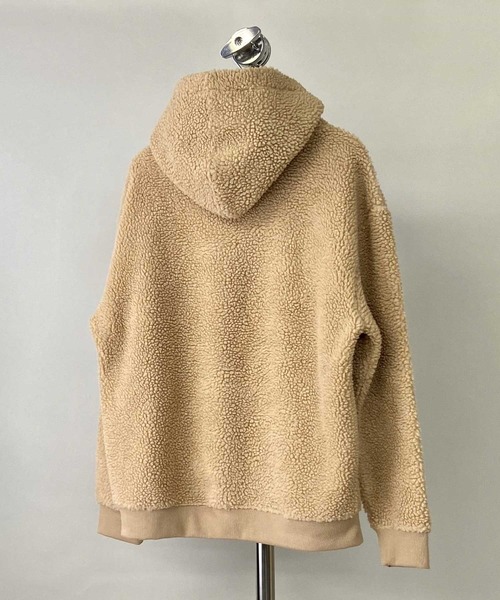 Beno(ビーノ)の「もこもこ シェルパ ボア フリース / ルーズシルエット / プルオーバー フーディー パーカー(パーカー・メンズ・オリーブ/ネイビー/ベージュ/グレー/ブラック/オフホワイト・LL/L/M)」の10枚目の写真