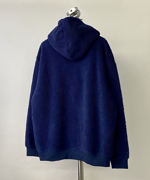 Beno(ビーノ)の「もこもこ シェルパ ボア フリース / ルーズシルエット / プルオーバー フーディー パーカー(パーカー・メンズ・オリーブ/ネイビー/ベージュ/グレー/ブラック/オフホワイト・LL/L/M)」の11枚目の写真