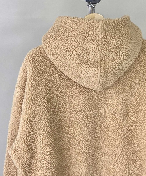 Beno(ビーノ)の「もこもこ シェルパ ボア フリース / ルーズシルエット / プルオーバー フーディー パーカー(パーカー・メンズ・オリーブ/ネイビー/ベージュ/グレー/ブラック/オフホワイト・LL/L/M)」の13枚目の写真