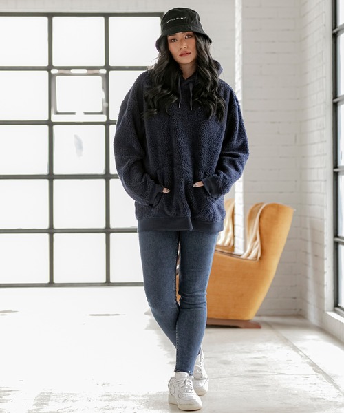 Beno(ビーノ)の「もこもこ シェルパ ボア フリース / ルーズシルエット / プルオーバー フーディー パーカー(パーカー・メンズ・オリーブ/ネイビー/ベージュ/グレー/ブラック/オフホワイト・LL/L/M)」の16枚目の写真