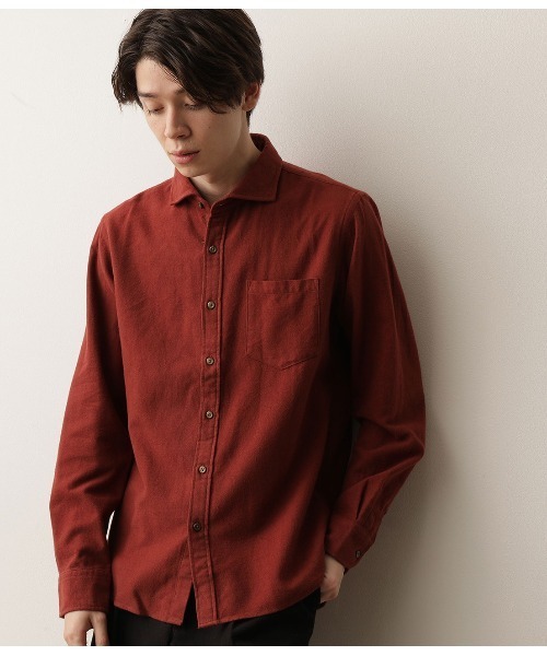 JUNRED（ジュンレッド）の「ツイルコットン起毛シャツ（シャツ/ブラウス・メンズ・グリーン/ブルー/ホワイト/オレンジ・M/L/LL）」の4枚目の写真