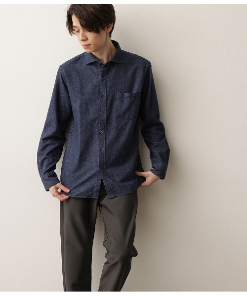 JUNRED（ジュンレッド）の「ツイルコットン起毛シャツ（シャツ/ブラウス・メンズ・グリーン/ブルー/ホワイト/オレンジ・M/L/LL）」の8枚目の写真