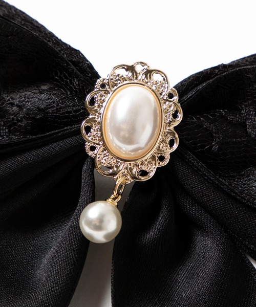 WEGO(ウィゴー)の「WEGO/パールリボンブローチクリップ(ヘアピン・レディース・ブラック・FREE)」の4枚目の写真