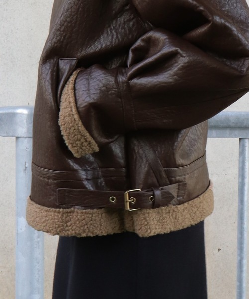 フェイクムートンボアブルゾンフライトジャケット/B-3ムスタン